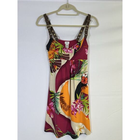 Vintage Y2K Cache Womens Baby Doll Dress Floral Hawaii Tropical Size S - Picture 5 of 16